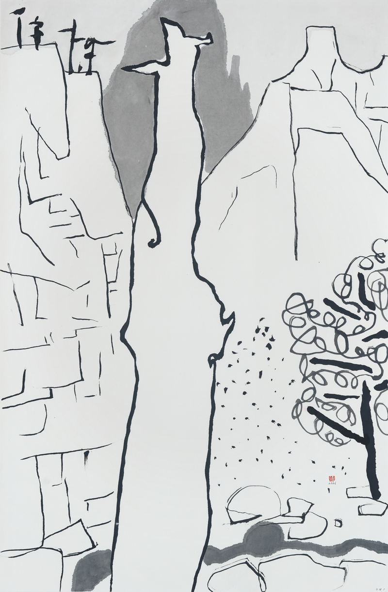 장병언, structure landscape 041, ink_on_paper, painting, 2026
